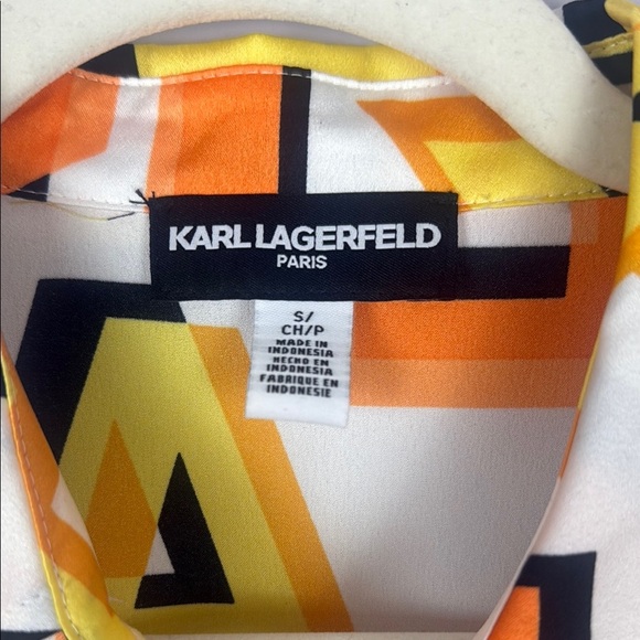 KARL LAGERFELD PARIS Logo Print Oversized Long Sleeve Shirt Size Small - Picture 3 of 15